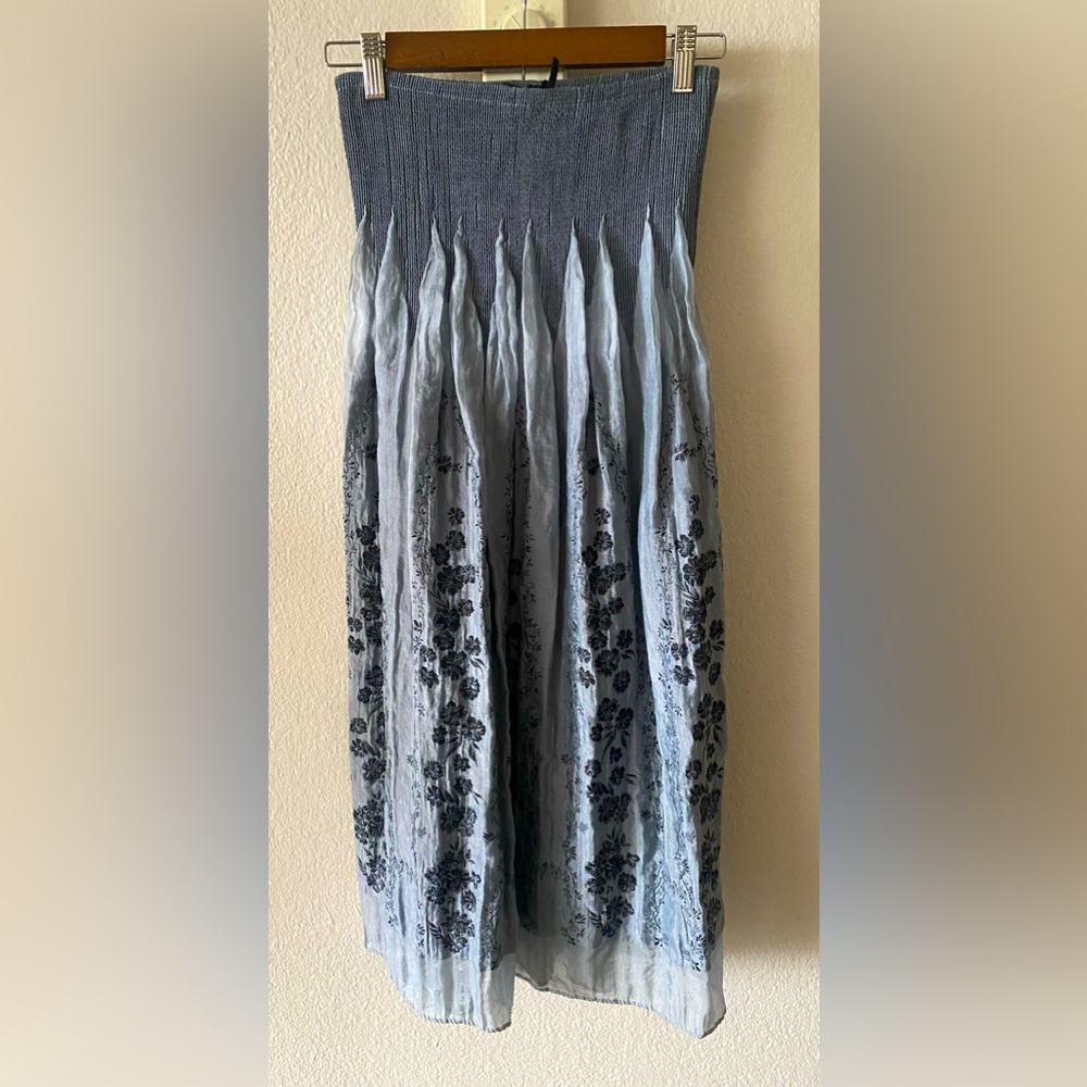 Lapis Anthropologie Vacation Skirt or Strapless Dress One Size Floral Grey